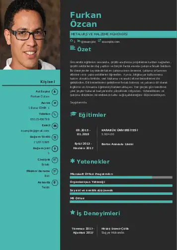 Metalürji Ve Malzeme Mühendisliği Cv Örnekleri cv indir